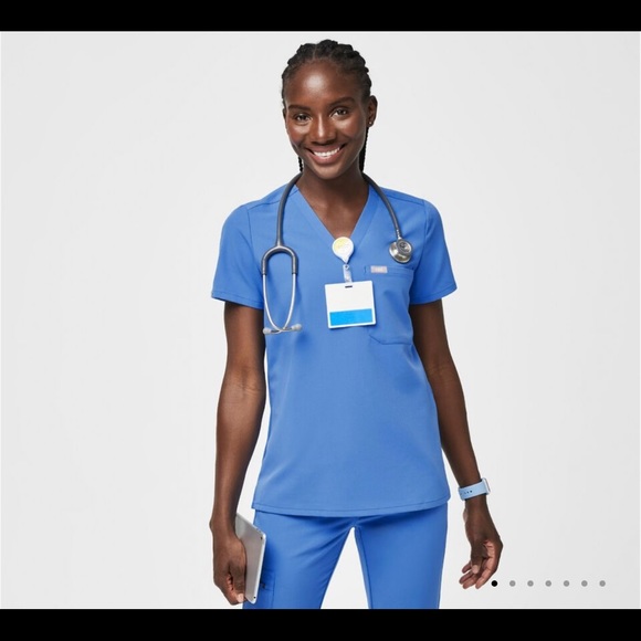 Figs Scrub Set XXS - Capri Blue Catarina- Scrub Top and Jogger Scrub Pants - Picture 2 of 4